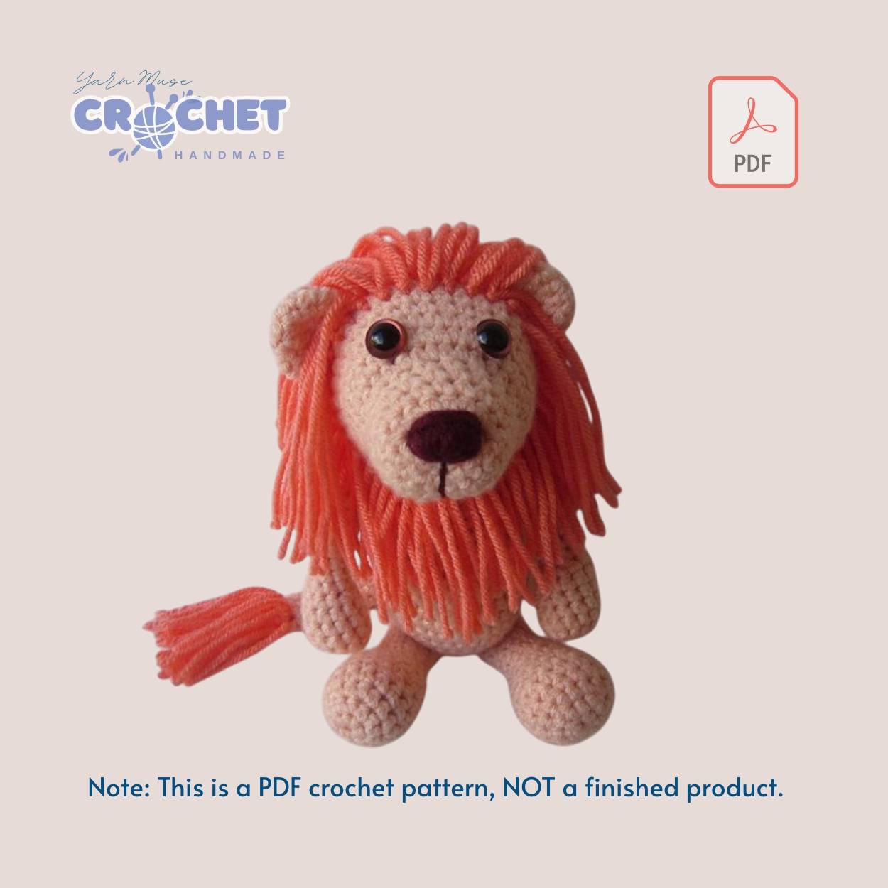 Lew the Lion Crochet & Knitting PDF Pattern Guide