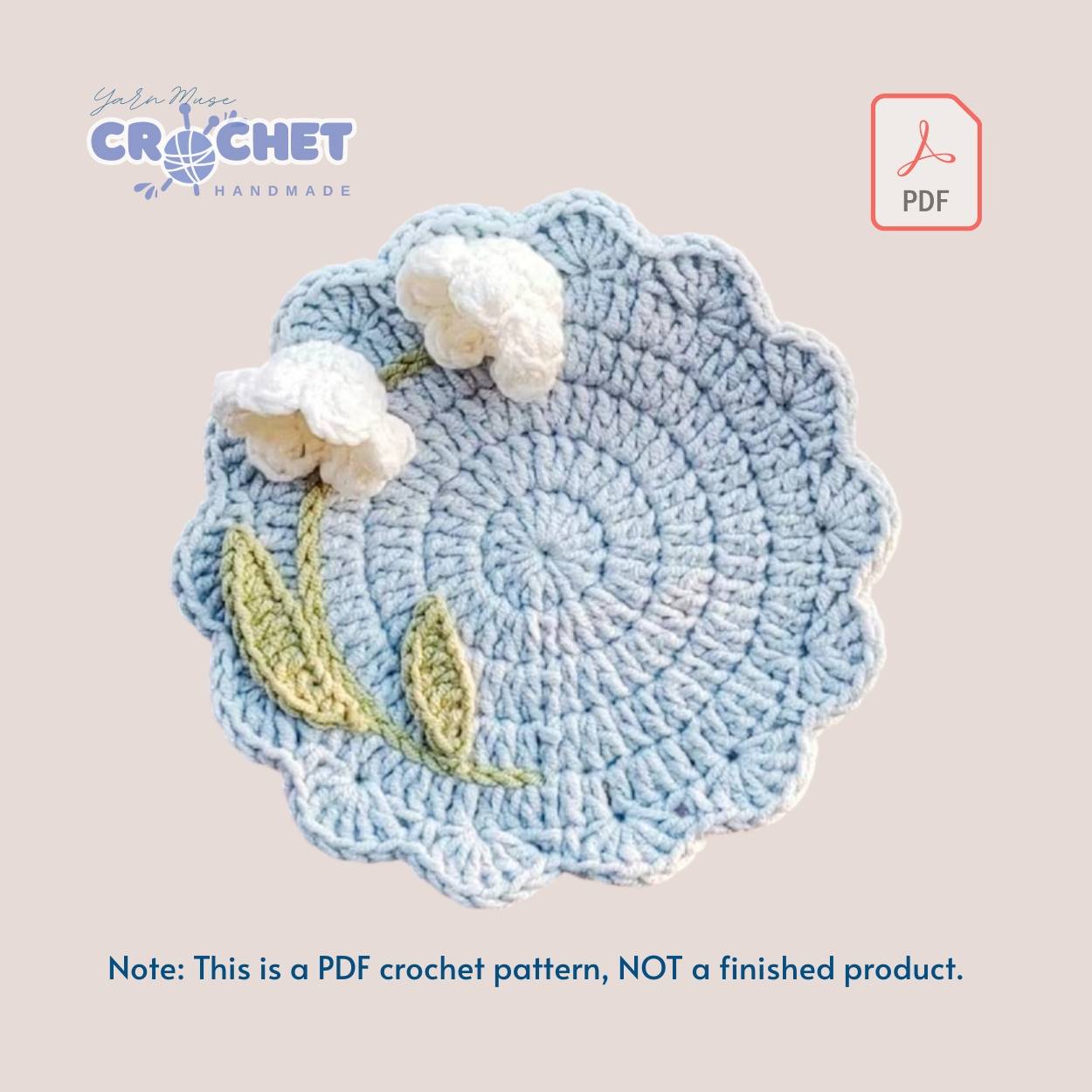 Lily of the Valley Crochet Coaster PDF Pattern – Easy Free-Style Flower Coasters Tutorial