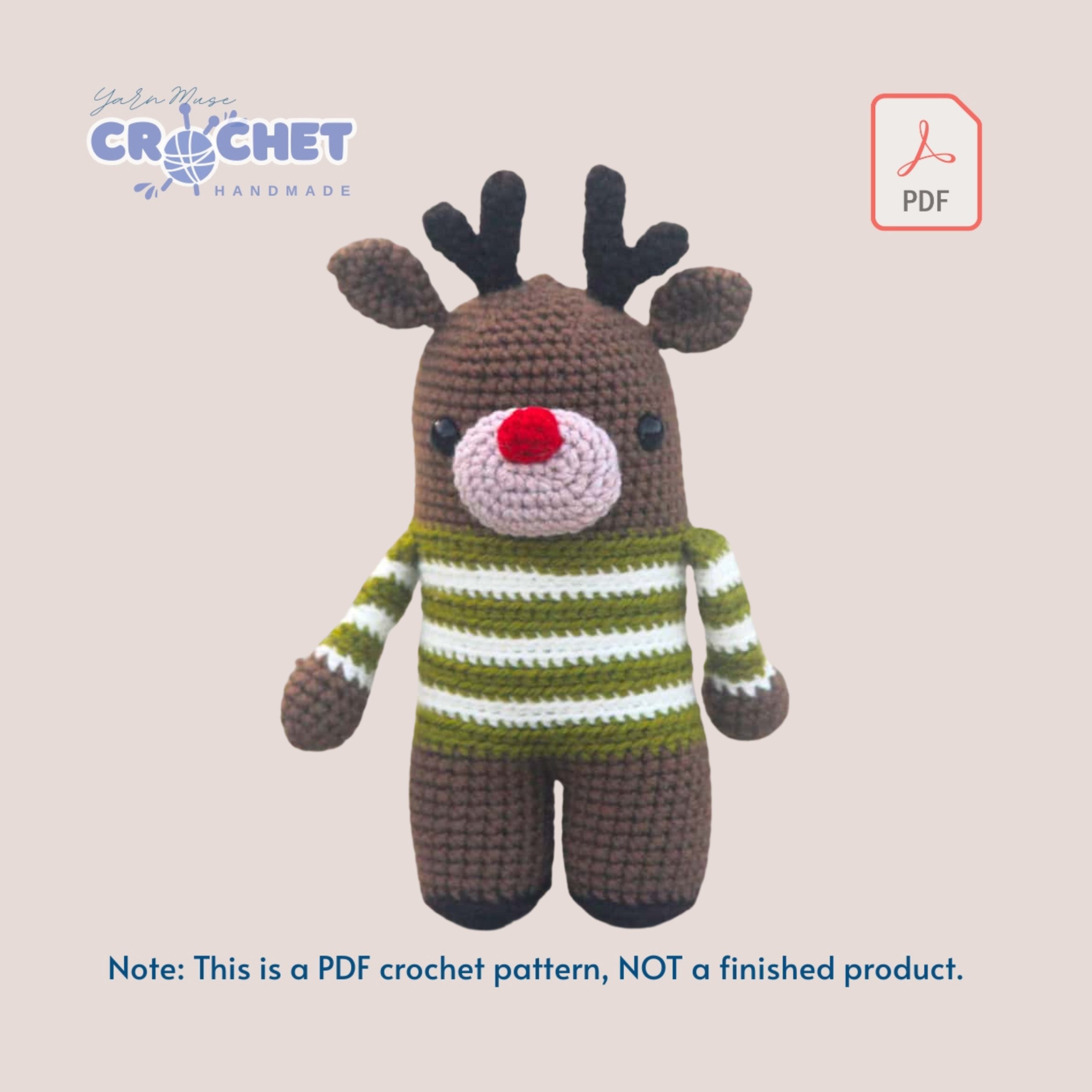 MQ-026-Amigurumi Reindeer Rudolph Crochet Pattern PDF Tutorial