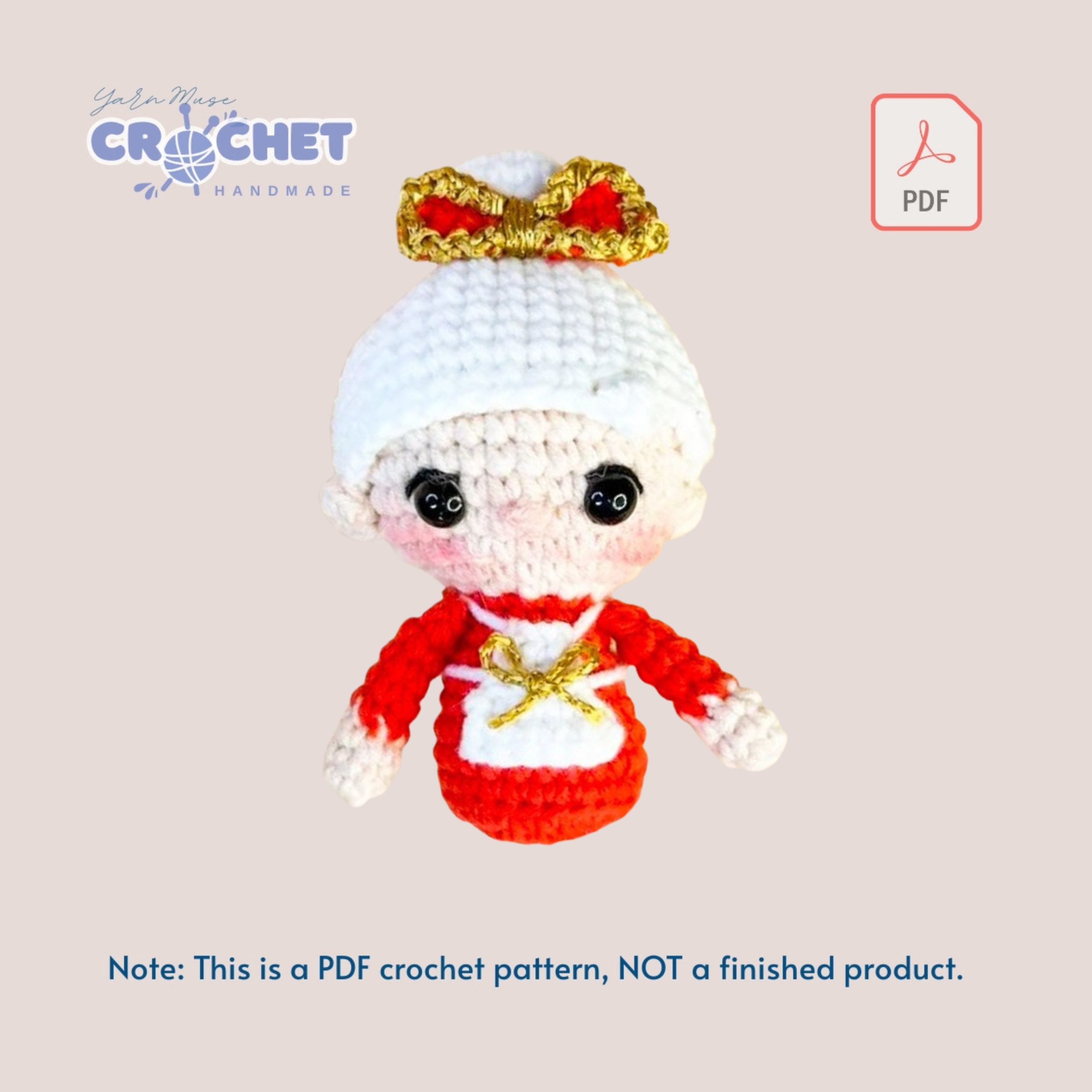 MQ-039-Mother Claus Crochet Ornament Pattern Christmas Tree PDF Tutorial