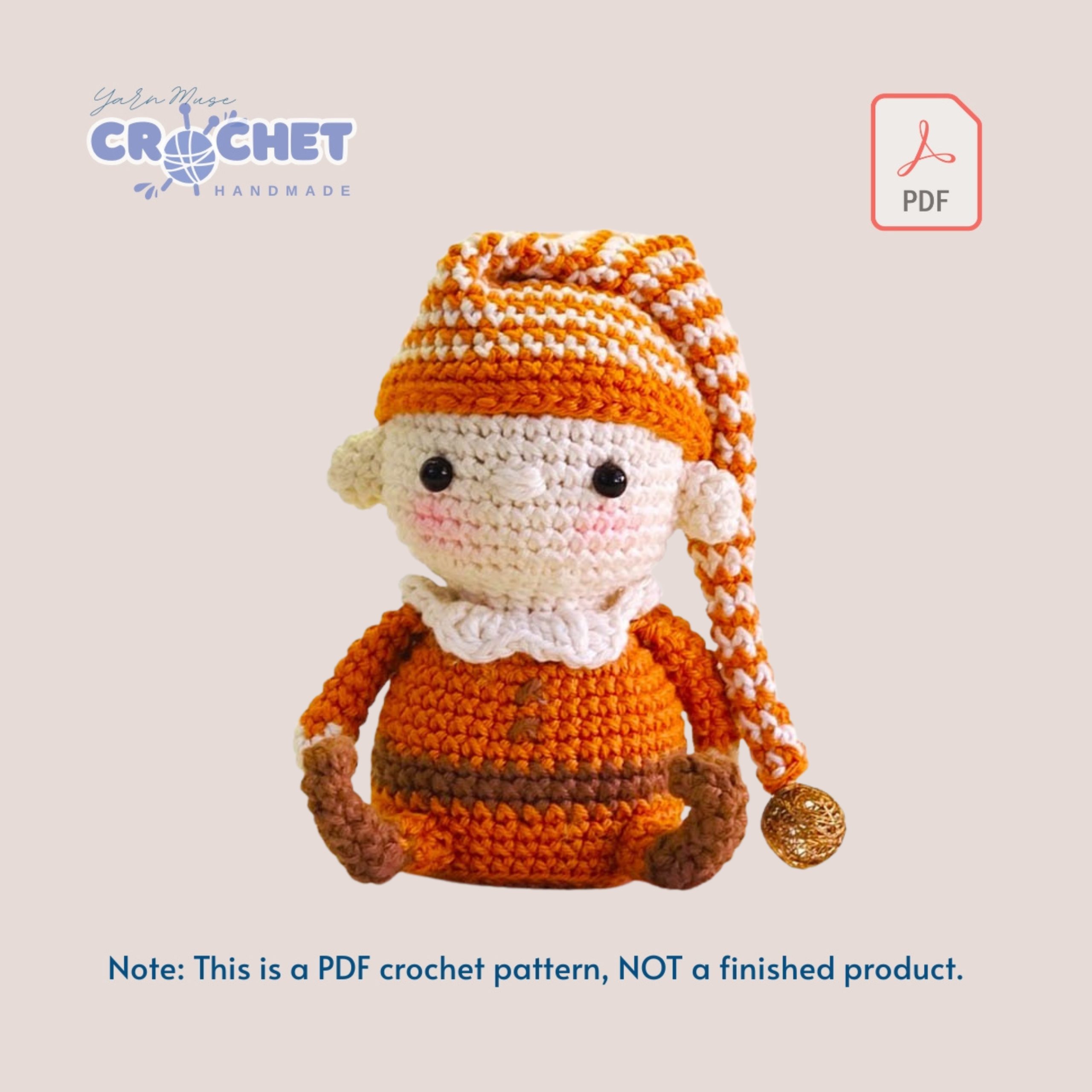 MQ-046-Winter Elf Elliott Amigurumi Crochet Pattern PDF Cute Christmas Holiday Doll Tutorial
