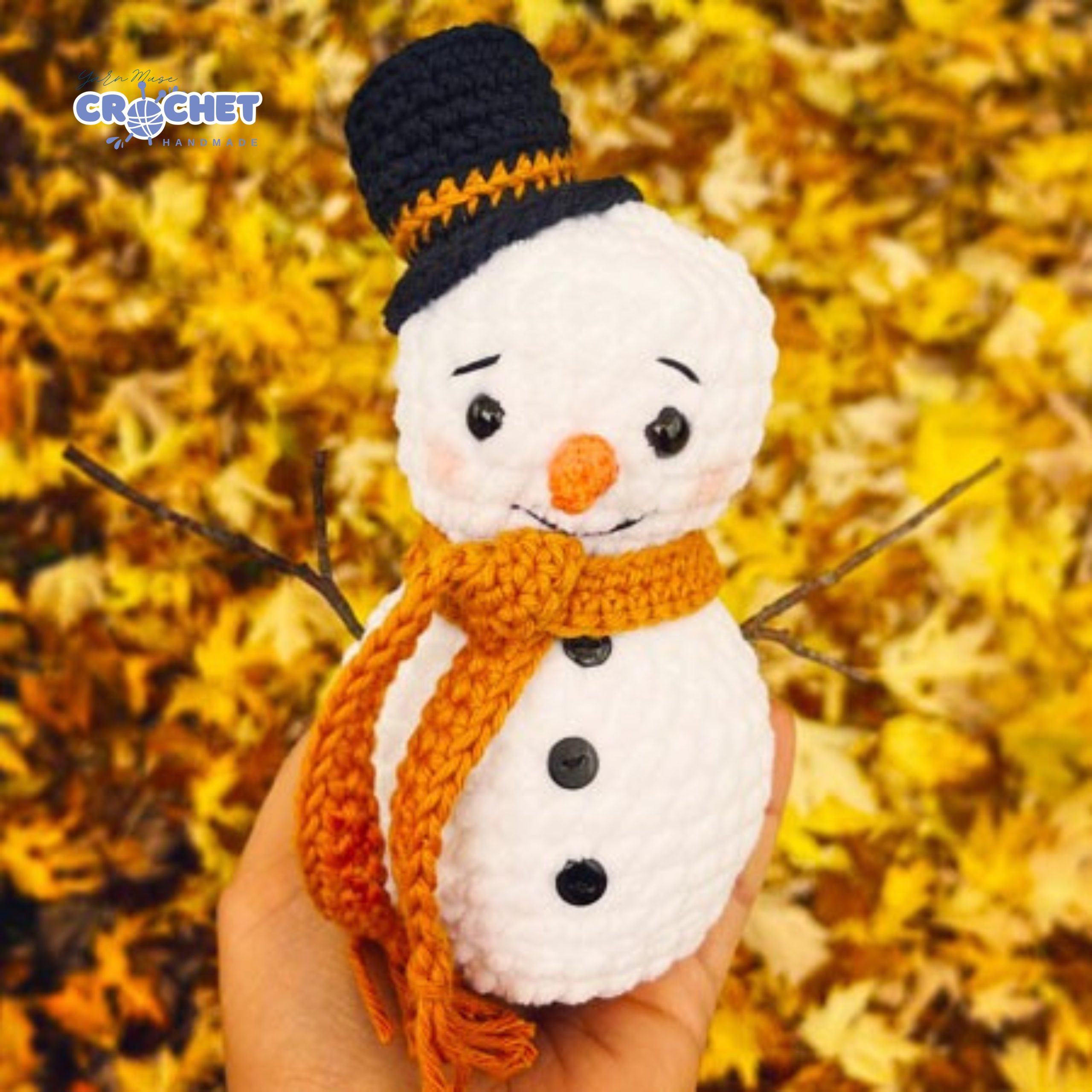 MQ-050-Plush Little Snowman Frosty Crochet Pattern PDF