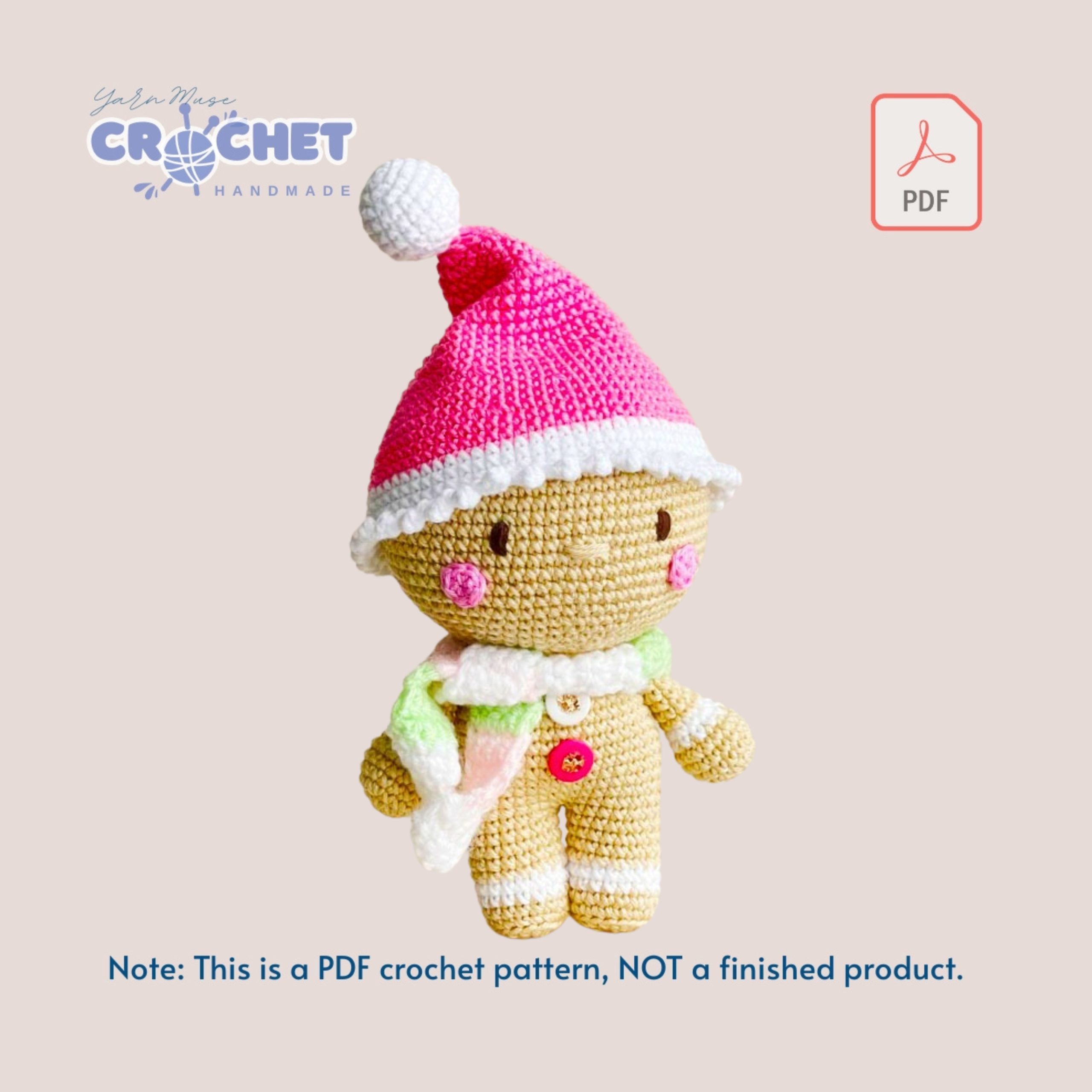 MQ-053-Christmas Ginger Doll Crochet Pattern with Hat and Scarf (PDF Guide)