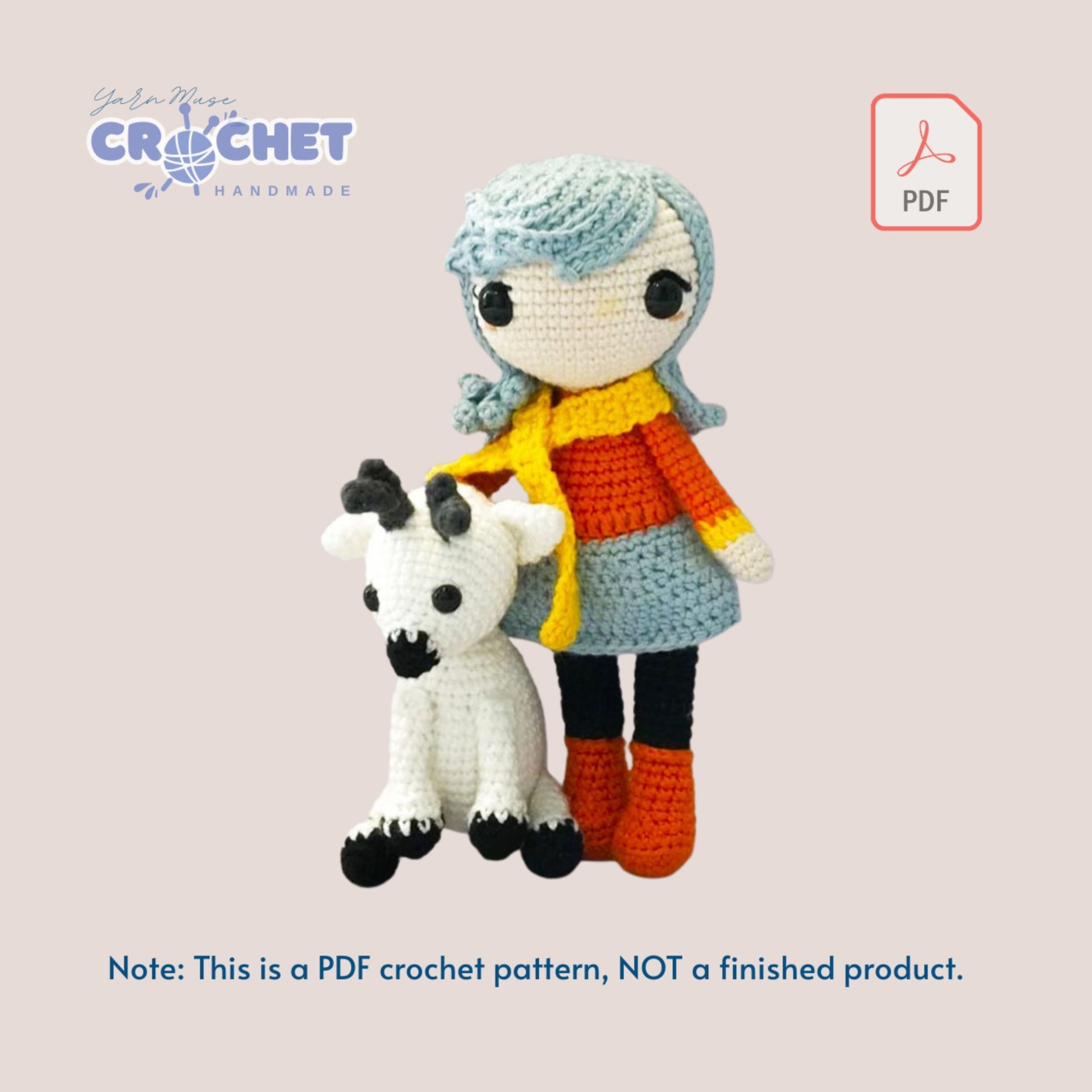 MQ-060-Hilda Doll in Dress with Scarf Amigurumi Crochet Pattern PDF