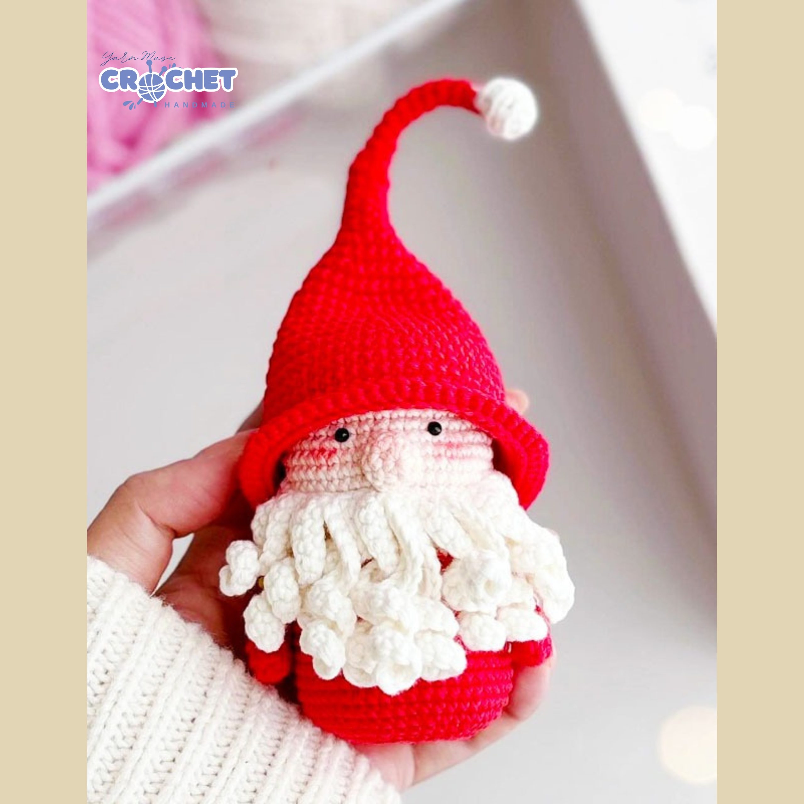 MQ-062-Crochet Gnome Santa Claus PDF Pattern Easy Amigurumi Christmas Tutorial