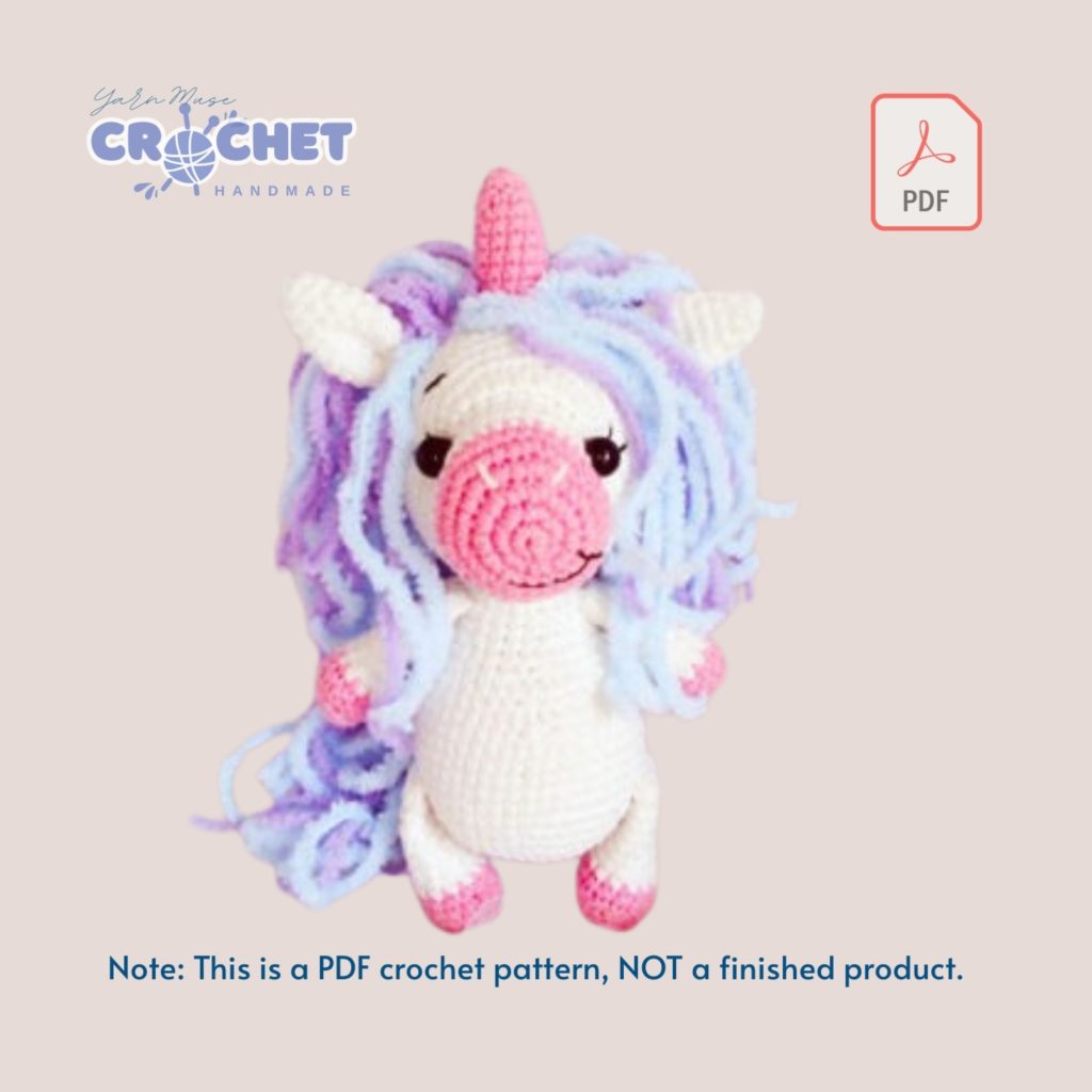 MQ-066-Stella the Little Unicorn Amigurumi Crochet Pattern (PDF Tutorial)