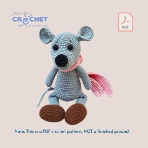 MQ-082-Mouse Jemmy with Scarf Crochet Pattern PDF for Beginners