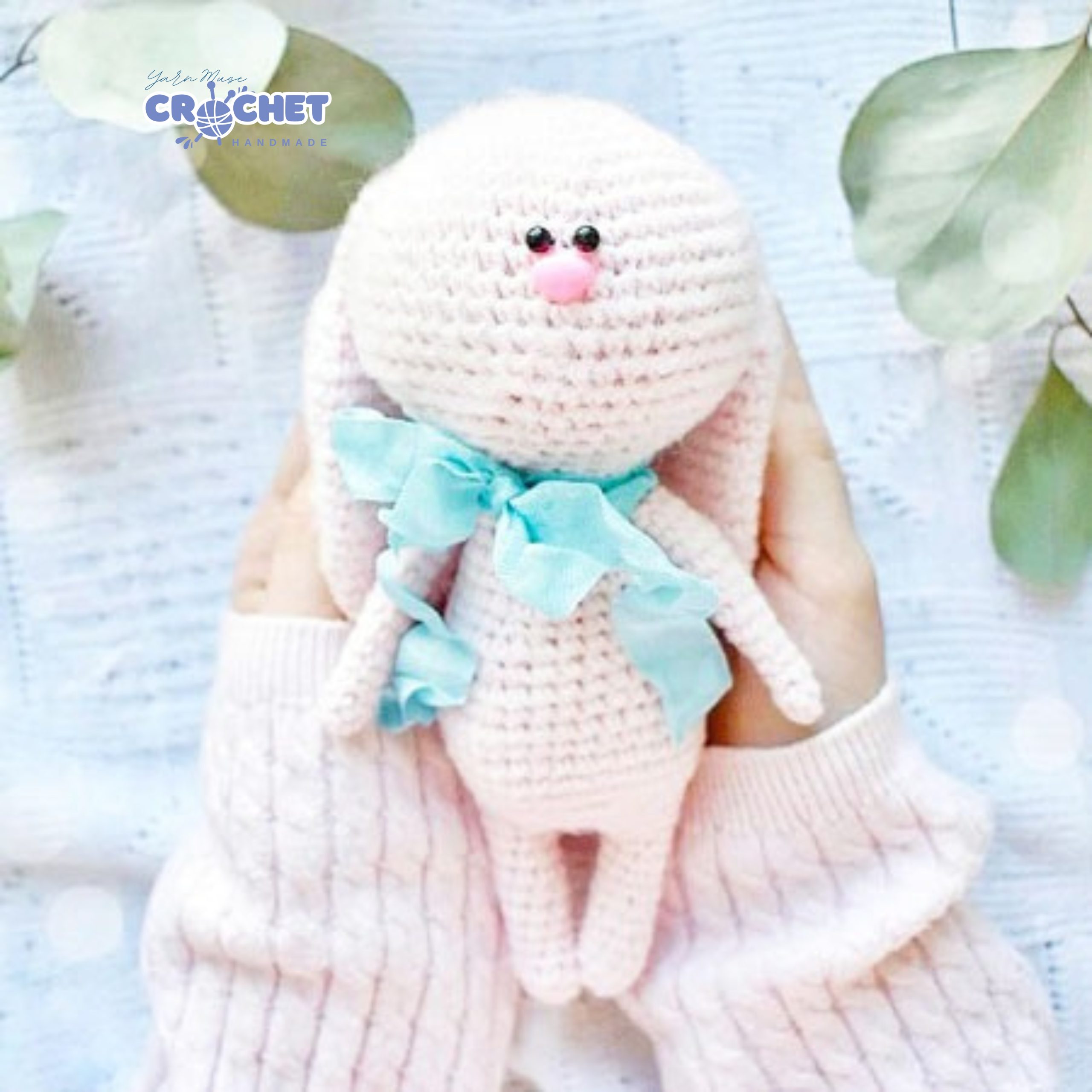 MQ-068-Harley the Spring Bunny Amigurumi Crochet Pattern Beginner Friendly PDF Tutorial