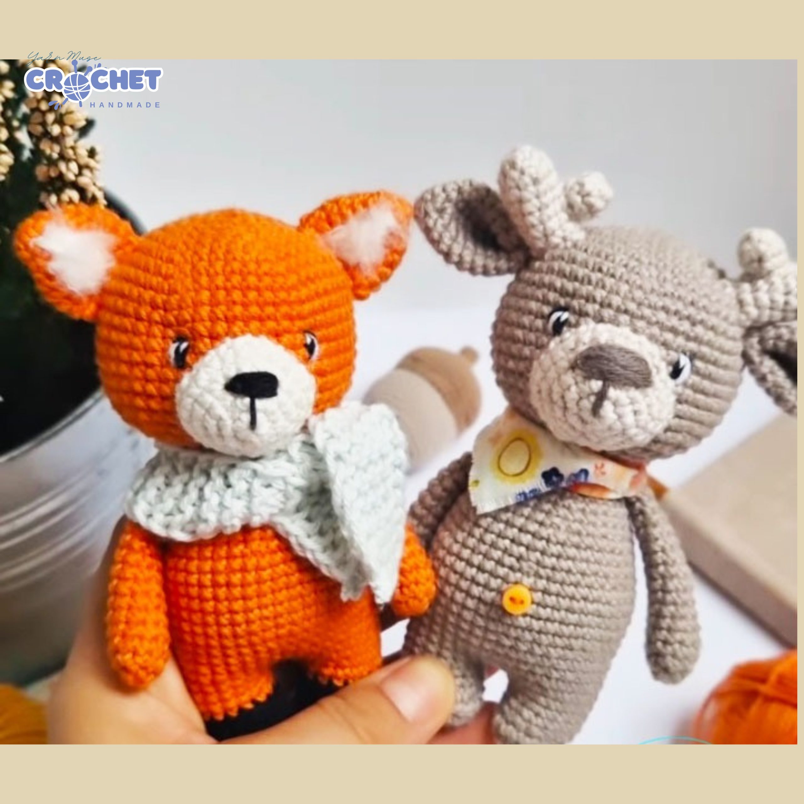 MQ-087-Winter Fox Puffy Amigurumi Crochet Pattern PDF for Beginners