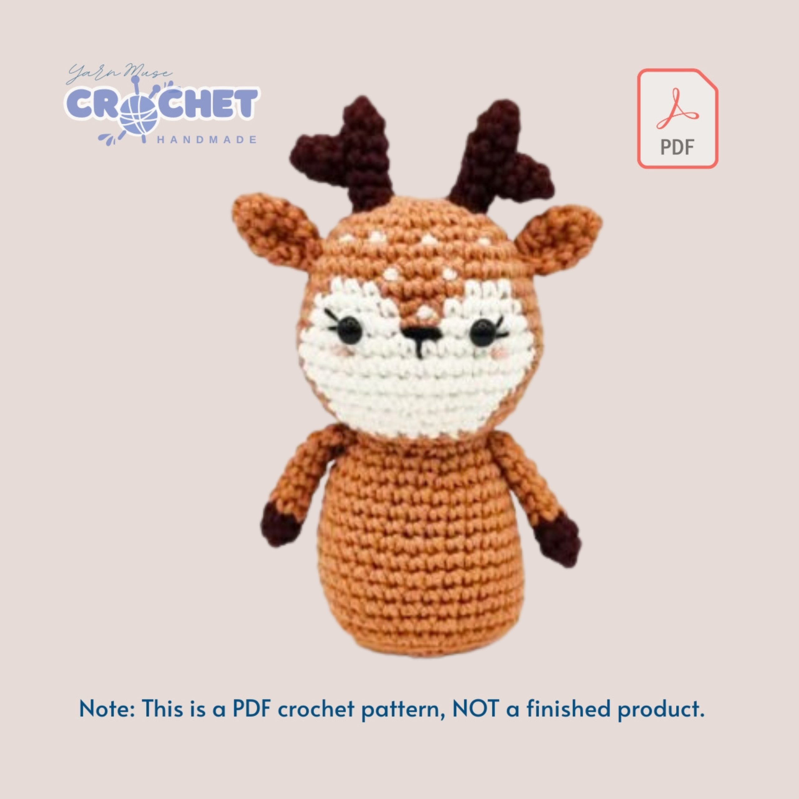 MQ-090-Little Christmas Deer Moose Amigurumi Crochet Pattern PDF
