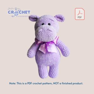 MQ-099-Purple Hippo Aurora Amigurumi Crochet Pattern PDF for Beginners