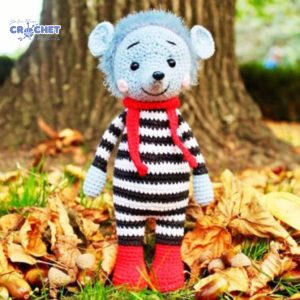 MQ-071-Jemmy the Hedgehog with Scarf Amigurumi Crochet Pattern PDF for Beginners