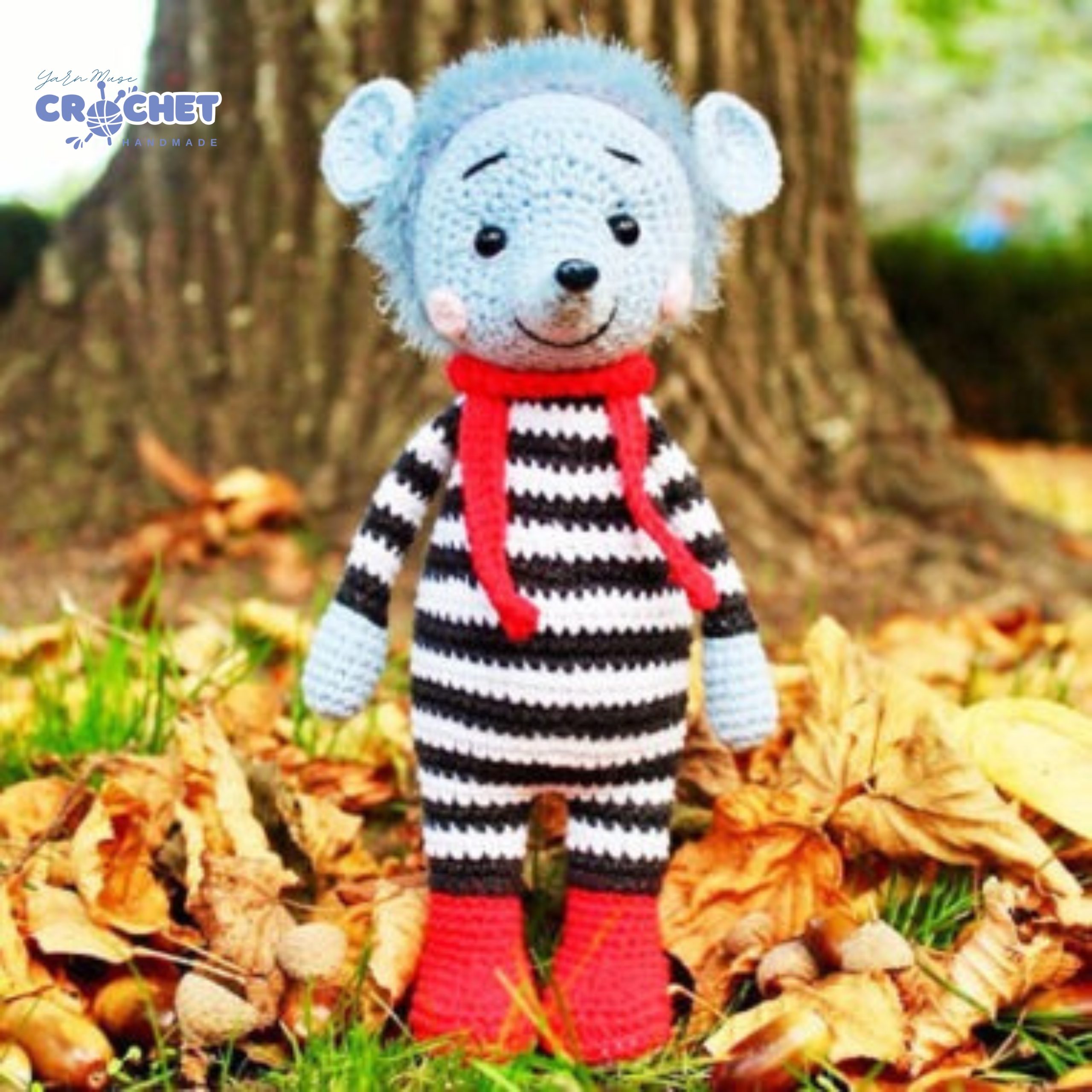 MQ-071-Jemmy the Hedgehog with Scarf Amigurumi Crochet Pattern PDF for Beginners