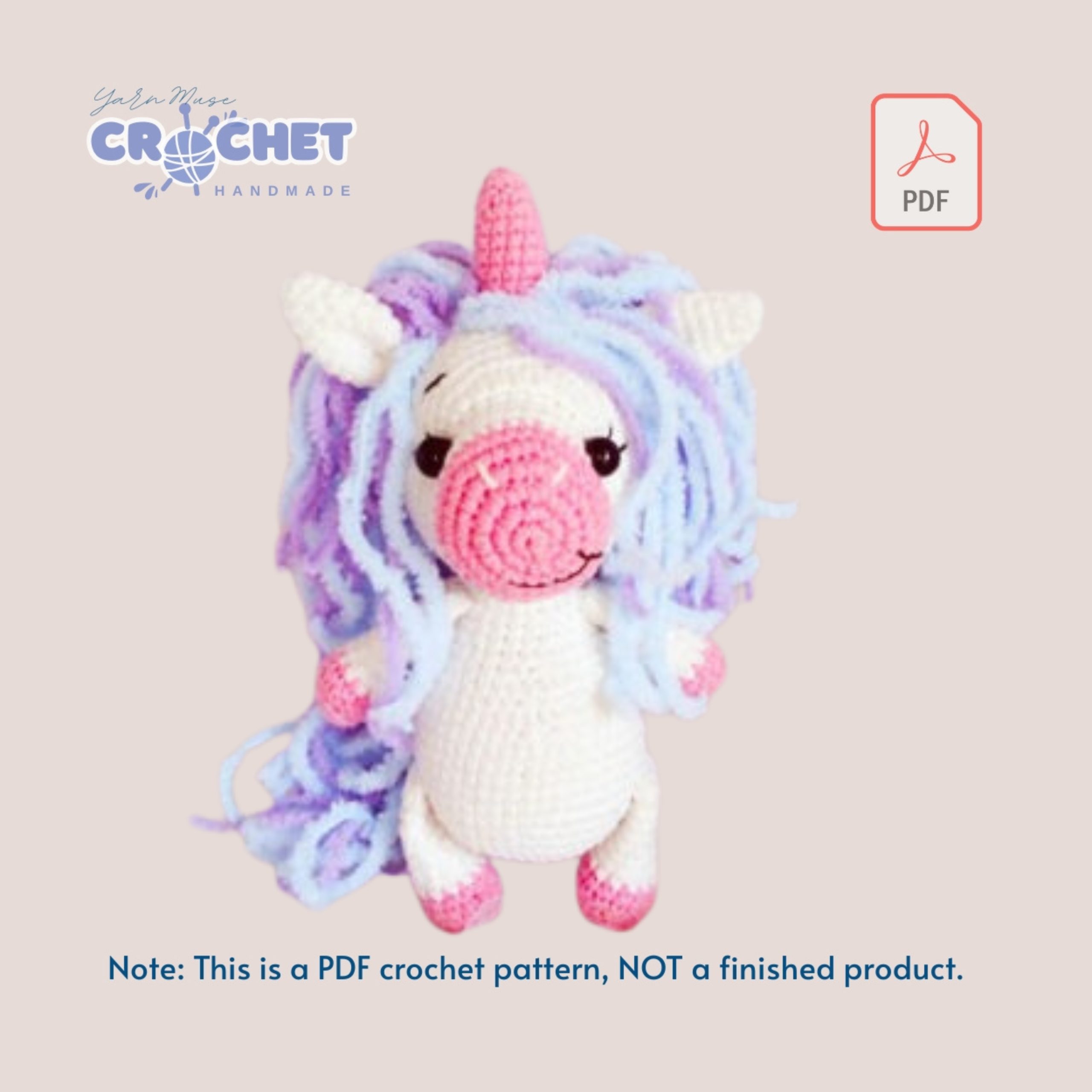 MQ-066-Stella the Little Unicorn Amigurumi Crochet Pattern (PDF Tutorial)