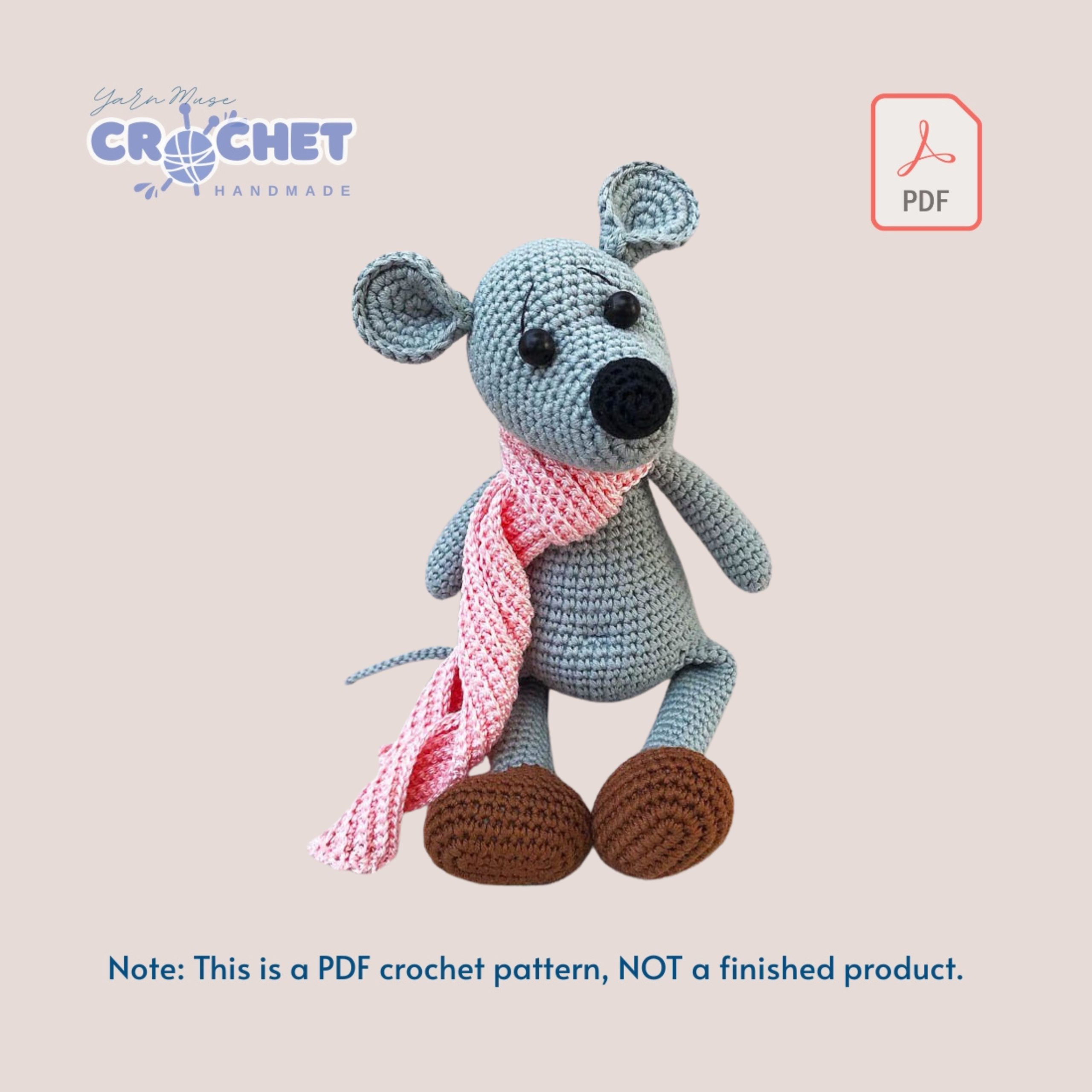 MQ-082-Mouse Jemmy with Scarf Crochet Pattern PDF for Beginners