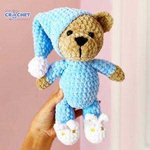 MQ-105-Teddy Bear in Pajamas with Bunny Shoes Crochet Pattern PDF