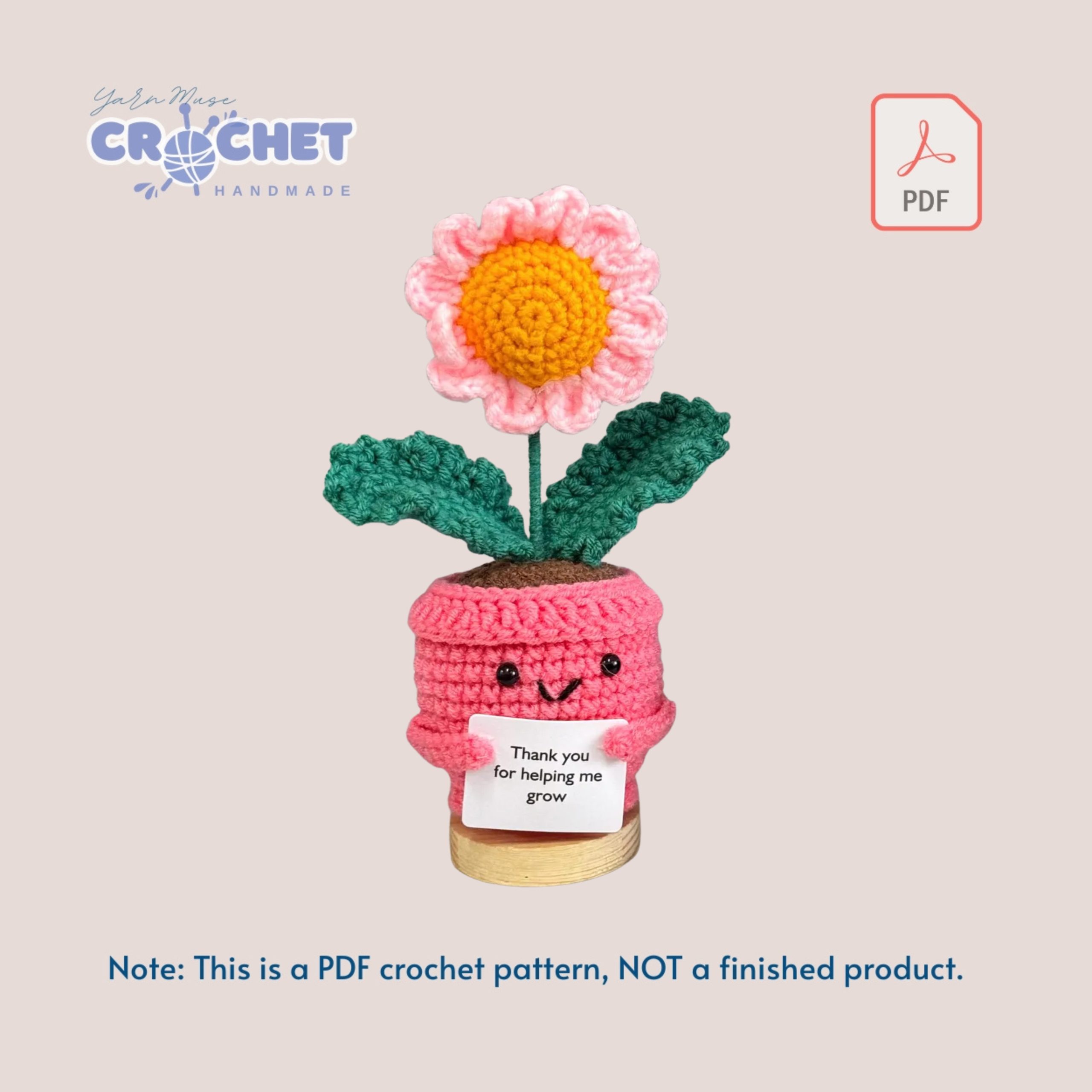 Crochet Sunflower Plant Pattern PDF Daily Positive Encouragement Birthday Gift