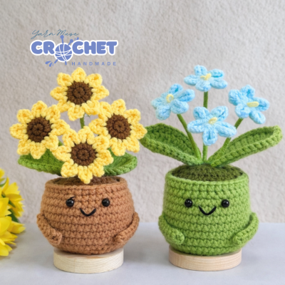Crochet Sunflower and Forget Me Not Flower Pattern PDF