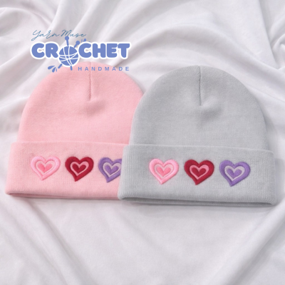 Valentine Couple Beanie Hats Crochet Pattern PDF