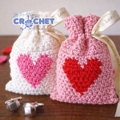 Valentine’s Day Crochet Drawstring Gift Bag